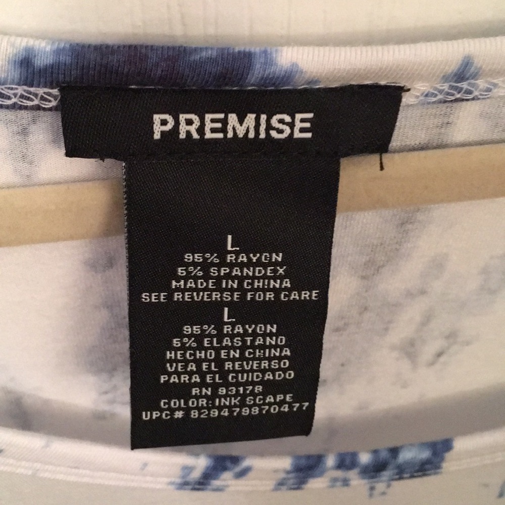 Blue & white tie dye flowy shirt  - Picture 3 of 4